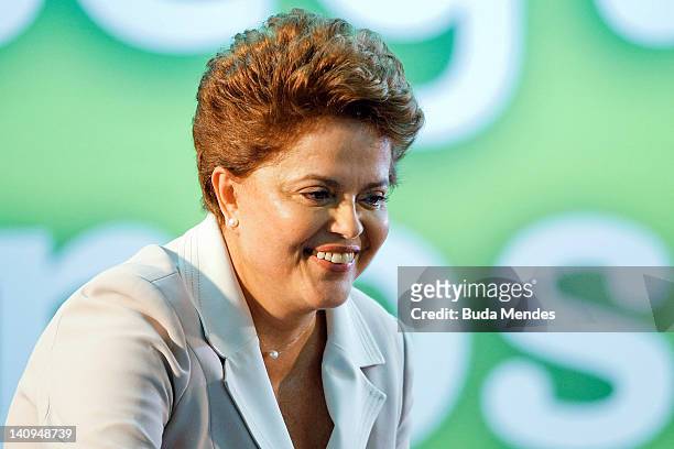 Brazilian newly president Dilma Rousseff speaks to the press at the Naoum Hotel on October 31, 2010 in Brasilia, Brazil. Dilma Vana Rousseff, of the...