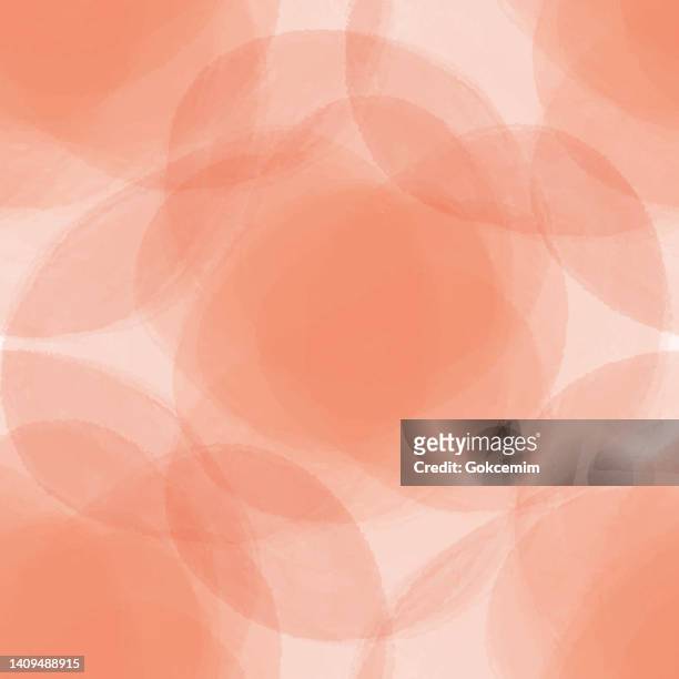 peach colored watercolor circle splashes seamless pattern. watercolor circles or spots abstract background. design element for greeting cards and labels.watercolor splash with multilayered translucent effect. - peach colour stock illustrations