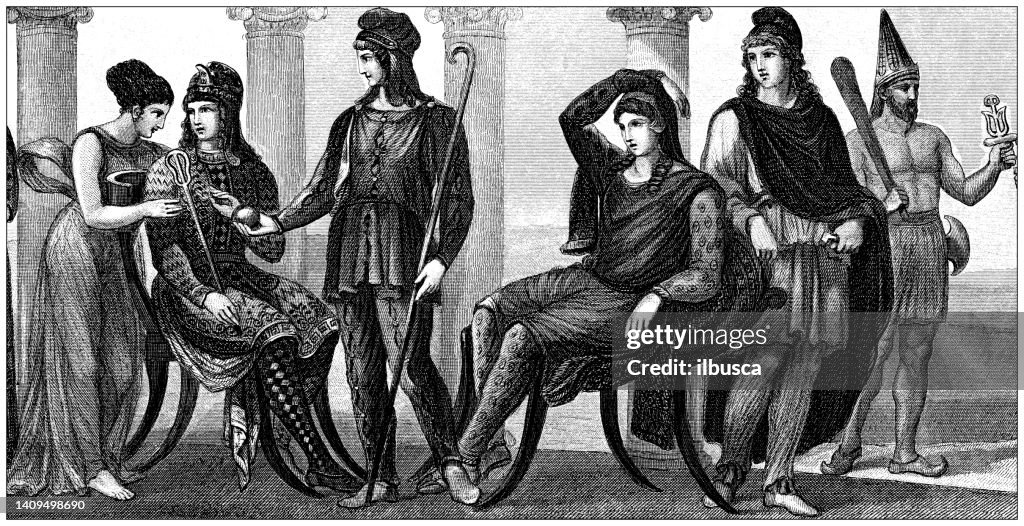 Antique engraving illustration, Civilization: Phrygian and Asia Minor