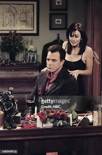 The One Where Monica and Richard Are Just Friends" Episode 13 -- Pictured: Tom Selleck as Dr. Richard Burke, Courteney Cox Arquette as Monica Geller...