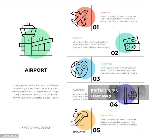 airport infographic concepts - airport check in counter stock illustrations