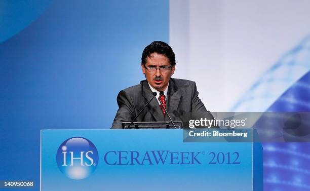 Francisco Salazar, chairman for the Energy Regulatory Commission of Mexico, speaks at the 2012 CERAWEEK conference in Houston, Texas, U.S., on...