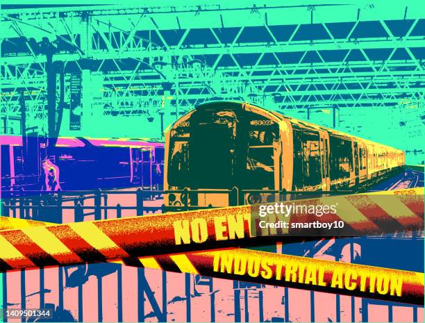 rail strike - train engineer strike stock illustrations