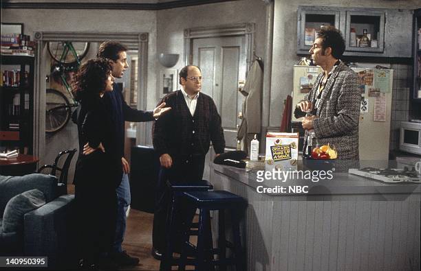 The Burning" Episode 16 -- Pictured: Julia Louis-Dreyfus as Elaine Benes, Jerry Seinfeld as Jerry Seinfeld, Jason Alexander as George Costanza,...