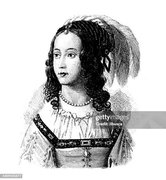 ilustrações de stock, clip art, desenhos animados e ícones de antique engraving illustration, civilization: hats and hairstyles, 1630 - século xvii