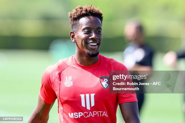 Jamal Lowe of Bournemouth during a training session at The Campus of Quinta do Lago Sports Complex on July 18, 2022 in Faro, Portugal.