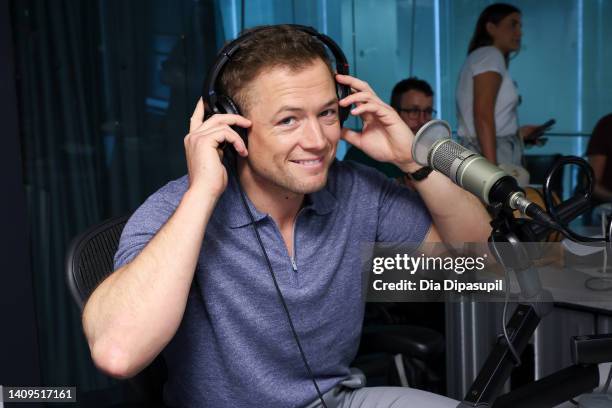 Taron Egerton visits SiriusXM Studio on July 18, 2022 in New York City.