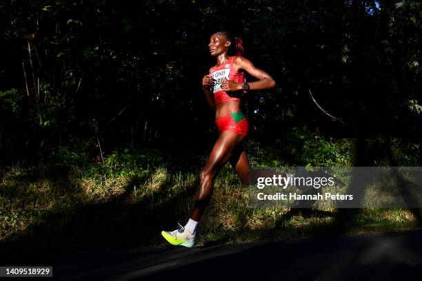 Risper Gesabwa of Team Mexico competes in the Women's Marathon on day four of the World Athletics Championships Oregon22 at Hayward Field on July 18,...