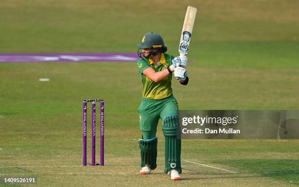 Laura Wolvaardt of South Africa bats during the 3rd Royal London Series One Day International between England Women and South Africa Women at...