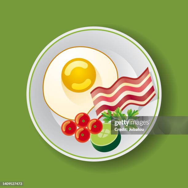restaurant service eggs and bacon - bacon breakfast stock illustrations