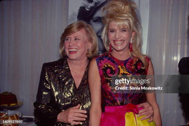 American columnist Liz Smith and Czech-American businesswoman Ivana Trump smile as they attend a March of Dimes Gala, New York, New York, October 15,...