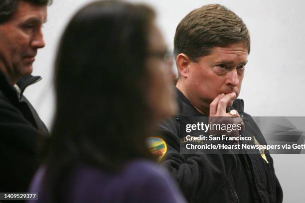 Josephine County Undersheriff Brian Anderson listens to questions from the media during a press conference in Center Point, Or., on Thursday,...