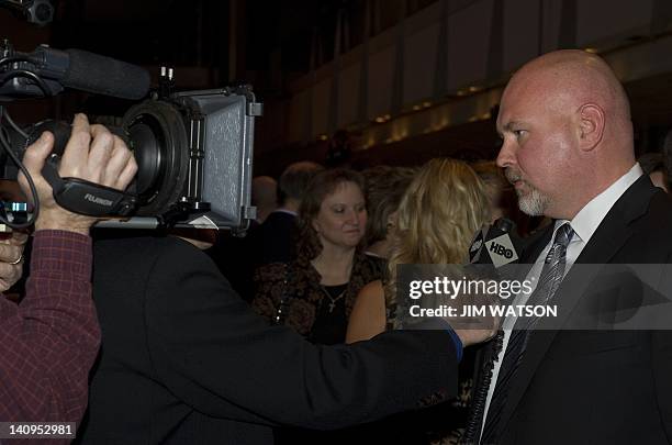 Chief Stategist for US Senator John McCain's presidential campaign Steve Schmidt is interviewed by HBO at the Washington, DC, premier of the film...