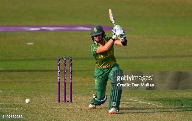 Laura Wolvaardt of South Africa bats during the 3rd Royal London Series One Day International between England Women and South Africa Women at...