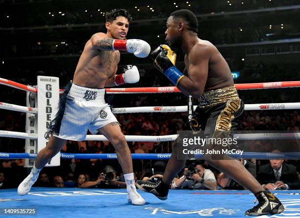 Ryan Garcia faces Javier Fortuna at the Crypto.com Arena on July 16, 2022 in Los Angeles, United States.