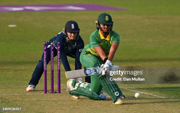 Lara Goodall of South Africa bats during the 3rd Royal London Series One Day International between England Women and South Africa Women at Uptonsteel...