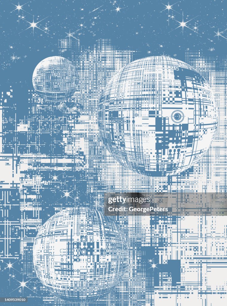 Futuristic outer space background with spaceships