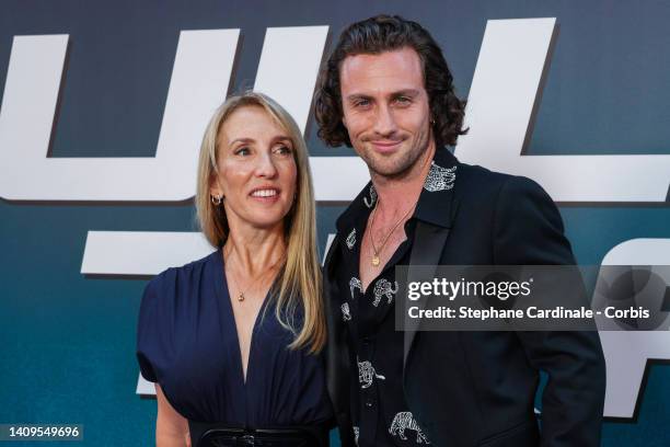 Sam Taylor-Johnson and Aaron Taylor-Johnson attend "Bullet Train" Premiere At Le Grand Rex on July 18, 2022 in Paris, France.