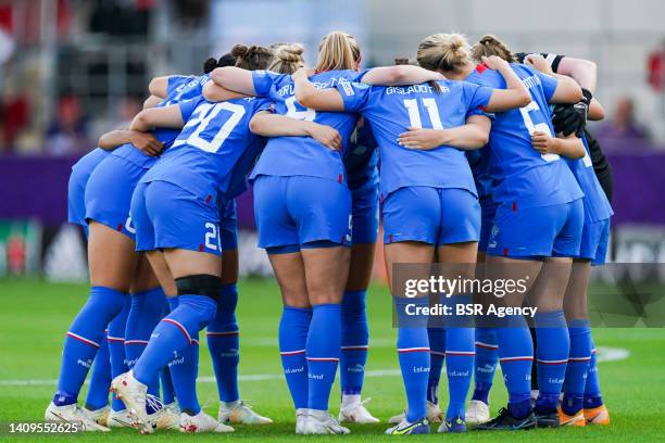 Teamhug Iceland during the Group D - UEFA Women's EURO 2022 match between Iceland and France at New York Stadium on July 18, 2022 in Rotherham,...