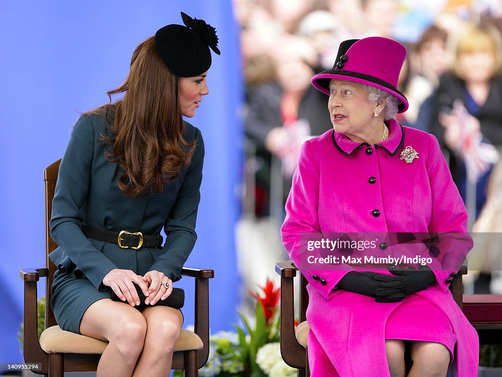 Queen Elizabeth II, Prince Philip, Duke Of Edinburgh And Catherine, Duchess Of Cambridge Visit Leicester