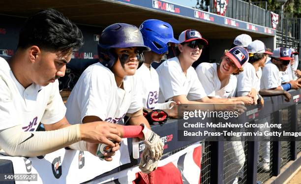 Compton, CA Players watch from the dugout during the All-Star Commissioners Cup, MLB Development Program in Gurabo, Puerto Rico vs. MLB Youth...