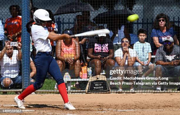 Compton, CA Fans cheer on the athletes during the Jennie Finch Classic presented by ARM &HAMMER softball game between Washington Nationals Youth...