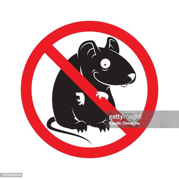 ilustraciones, imágenes clip art, dibujos animados e iconos de stock de silueta de rata y ratón en el signo de control de plagas - rat