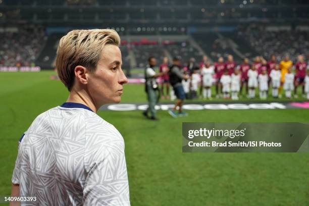 Megan Rapinoe of the United States along the sidelines before a Concacaf W Championship game between Canada and USWNT at Estadio BBVA on July 18,...