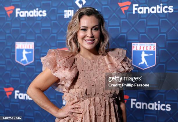 Alyssa Milano attends the “Players Party” co-hosted by Michael Rubin, MLBPA and Fanatics at City Market Social House on July 18, 2022 in Los Angeles,...