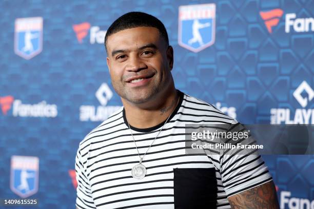 Shawne Merriman attends the “Players Party” co-hosted by Michael Rubin, MLBPA and Fanatics at City Market Social House on July 18, 2022 in Los...