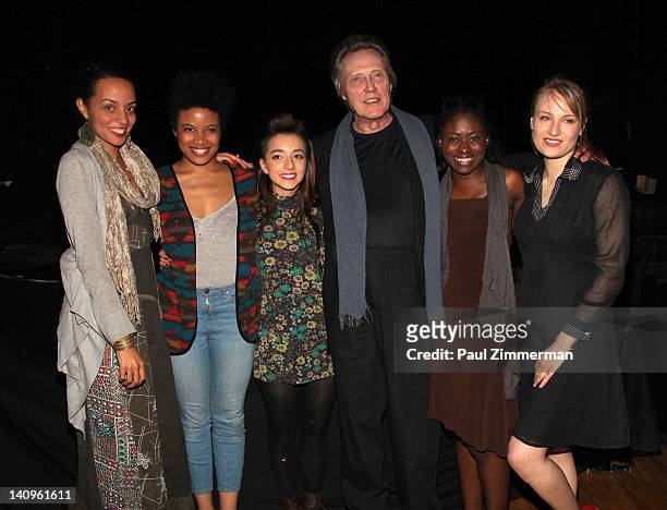 Crystal Boyd, Daphne Gabriel, Angelina Prendergast, Christopher Walken, Jameelah Nuriddin and Clara Gabrielle visits "Innocent Flesh" at Actors...