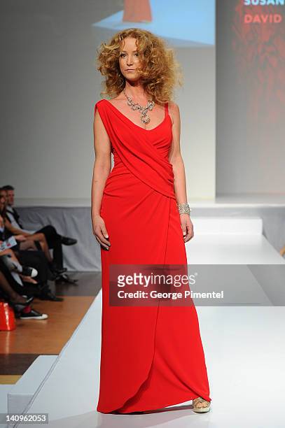 Susan Haskell walks the runway during the Heart Truth fashion show at The Carlu on March 8, 2012 in Toronto, Canada.