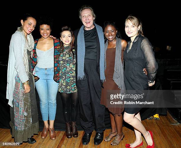 Crystal Boyd, Daphne Gabriel, Angelina Prendergast, Christopher Walken, Jameelah Nuriddin and Clara Gabrielle visit "Innocent Flesh" at Actors Temple...