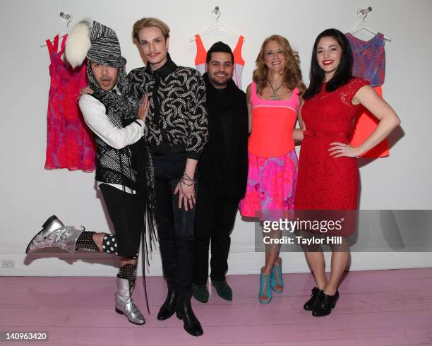 Designers Mondo Guerra, Austin Scarlett, Michael Costello, Nanette Lepore, and Kenley Collins attend the "Project Runway All Stars" screening party...