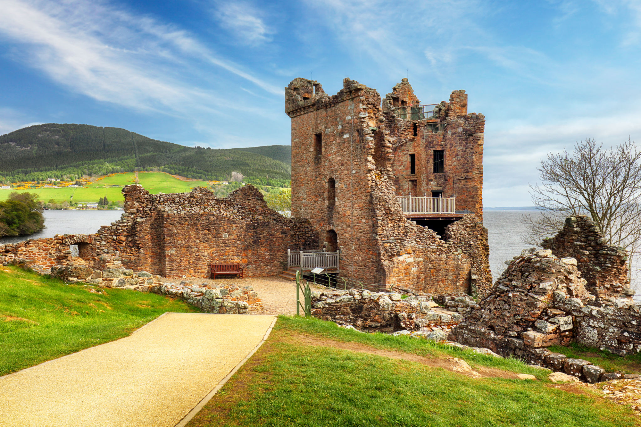 Ruin of castle Urquhart near Loch Ness, Scotland Ruin of castle Urquhart near Loch Ness, Scotland