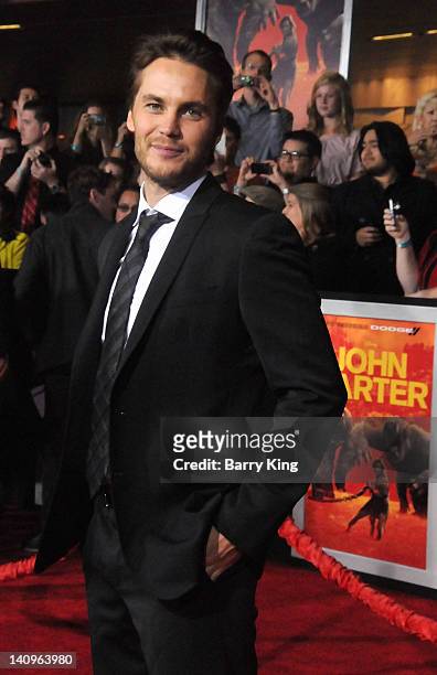 Actor Taylor Kitsch arrives at the World Premiere of Disney's "John Carter" held at Regal Cinemas L.A. Live on February 22, 2012 in Los Angeles,...