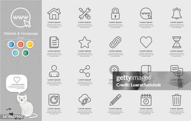 website and homepage line icons content infographic - conceptual symbol stock illustrations