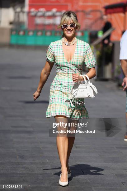 Ashley Roberts leaving Heart Breakfast Radio Studios on July 19, 2022 in London, England.