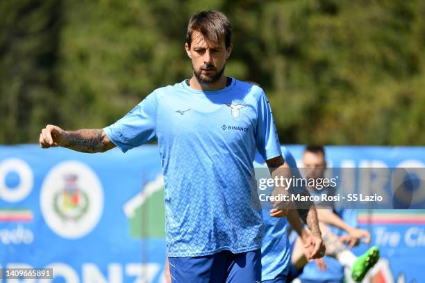 Francesco Acerbi of SS Lazio attends the SS Lazio training session on July 19, 2022 in Auronzo di Cadore, Italy.