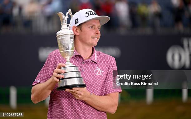 Cameron Smith of Australia celebrates with the Claret Jug on the 18th green after the final round of The 150th Open at St Andrews Old Course on July...