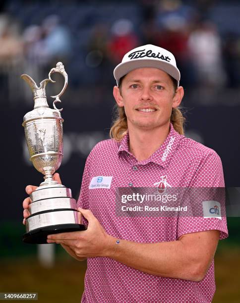 Cameron Smith of Australia celebrates with the Claret Jug on the 18th green after the final round of The 150th Open at St Andrews Old Course on July...