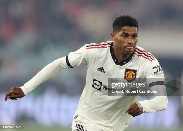 Marcus Rashford of Manchester United runs during the Pre-Season Friendly match between Manchester United and Crystal Palace at Melbourne Cricket...