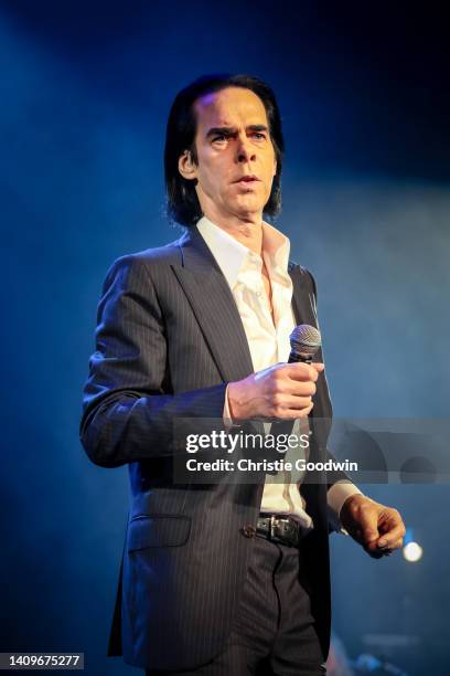 Nick Cave performs on stage at the Royal Albert Hall on 7 October, 2021 in London, England.