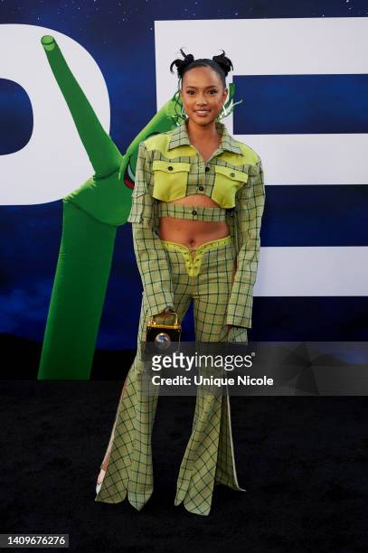 Karrueche Tran attends the world premiere of Universal Pictures' "NOPE" at TCL Chinese Theatre on July 18, 2022 in Hollywood, California.
