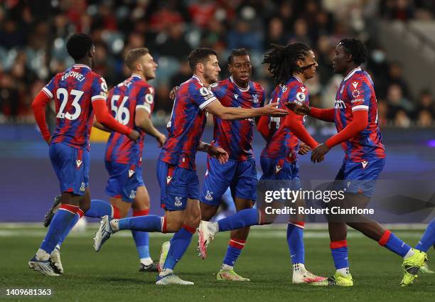 Joel Ward of Crystal Palace celebrates after scoring a goal during the Pre-Season Friendly match between Manchester United and Crystal Palace at...