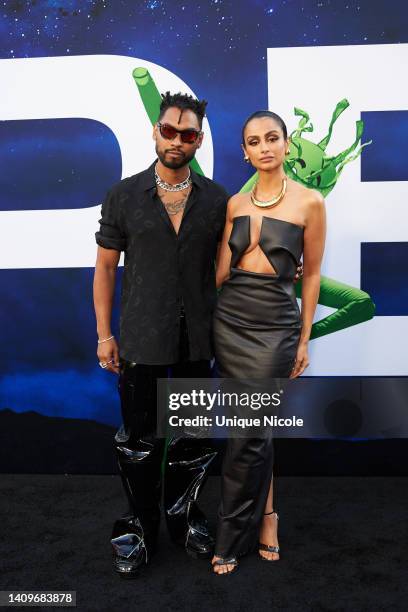 Miguel and Nazanin Mandi attend the world premiere of Universal Pictures' "NOPE" at TCL Chinese Theatre on July 18, 2022 in Hollywood, California.