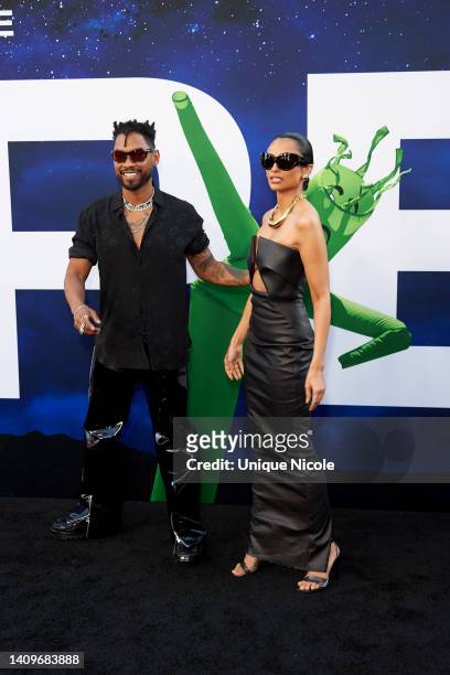 Miguel and Nazanin Mandi attend the world premiere of Universal Pictures' "NOPE" at TCL Chinese Theatre on July 18, 2022 in Hollywood, California.
