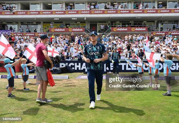 Ben Stokes of England walks onto the field for his final match before retiring from One Day International Cricket during 1st Royal London Series One...