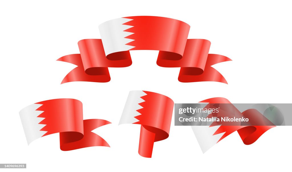Bahrain - collection of waving country flags.