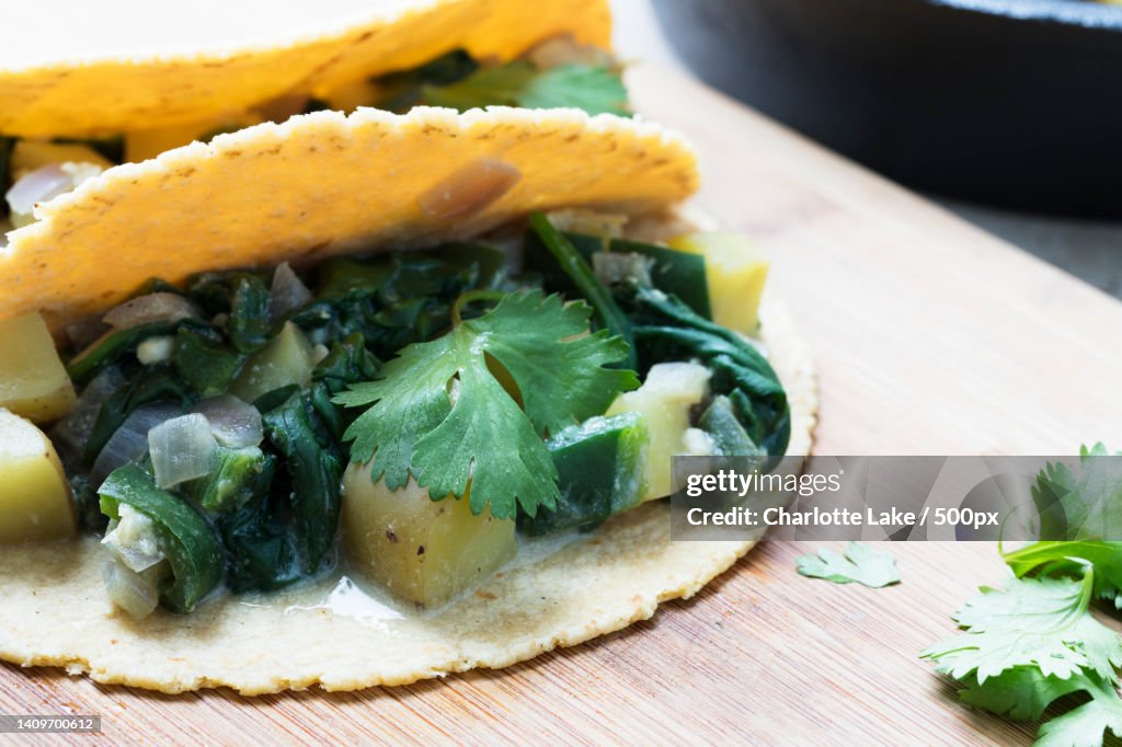 Close-up of food on cutting board